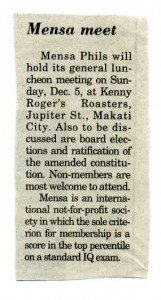 19991130 Manila Bulletin - Mensa meet